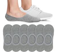 Eedor Women's 3/6/8 Pairs Thin No Show Socks Non Slip Flat Boat Line - grey - Large