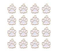 EEE ELECRELIVE 100Pcs Dog Cat Paw Print Charms White Enamel Animal Puppy Charms Cartoon Footprint Pendants 17.5x16mm for DIY Necklace Bracelet Keychain Earring Making