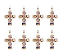 EEE ELECRELIVE 10pcs Cross Cubic Zirconia Charms Pendant 16K Gold Crystal CZ Stone Colorful Rhinestone Cross Crucifix Pendants for DIY Necklaces Earrings Bracelets Rosary Jewelry Making