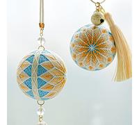 EEE ELECRELIVE DIY Embroidery Kit Temari Ball Set with 45mm Round Ball, Cotton Threads, Tassels, Bowknot, Needles Assorted DIY Finding Tools for Art Crafts Bag Decor, Champagne Yellow (with Manual)