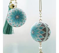 EEE ELECRELIVE DIY Embroidery Kit Temari Ball Set with 45mm Round Ball, Cotton Threads, Tassels, Bowknot, Needles Assorted DIY Finding Tools for Art Crafts Bag Decor, Medium Sea Green (with Manual)