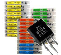 EEEEE 30 Kinds 300pcs Assorted Type General Purpose TO92 Transistors PNP NPN Bipolar Power Transistor Assortment Kit with Individual Compartment (300pcs 30 Models)