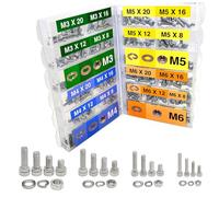 EEEEE 880PCS Metric M6 M5 M4 M3 Metric Screw Assortment 16 Sizes Hex Socket Head Cap Screw 304 Stainless Steel Nuts Washers, Spring S2 hex Wrench Allen Key and Allen Wrench Machine Screws Set nut