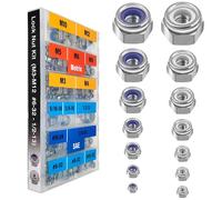 EEEEE Lock Nuts Assortment 444 pcs Stainless Steel 304 Metric locknut M3 M4 M5 M6 M8 M10 M12#6#8#10 1/4 5/16 3/8 1/2 Nylon Insert hardware nut lock metric nylock nut secure nut steel