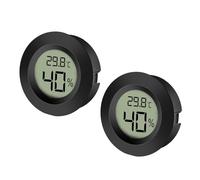 EEEKit 2 Pack LCD Digital Hygrometer Thermometer, Indoor Outdoor Humidity Meter Temperature Gauge for Humidifiers Dehumidifiers Greenhouse Basement Babyroom, Black Round