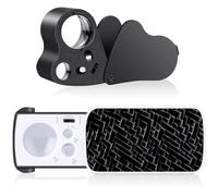 EEEKit 2PCS Illuminated Jewelers Loupe, Folding Jewellery Magnifying Glass with LED and UV Light, Jewelry Eye Magnifier for Diamonds Coins Stamps Identifying