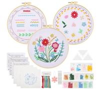 EEEKit 3PCS Bead Embroidery Kit for Adults Beginners, Embroidery Starter Kit Cross Stitch Practice with Step by Step Guide and Video, Gift for Craft Lovers