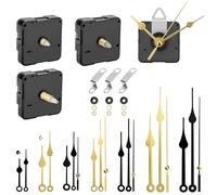 EEEKit 4PCS Silent Quartz Clock Movement, Long and Short Shaft Clock Mechanisms Battery Powered with 8 Sets Hand for DIY Wall Clocks Motor Replacement Repair Parts