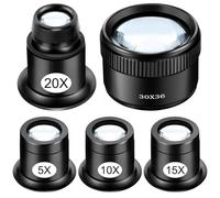 EEEKit 5PCS Loupe Magnifier, 5X 10X 15X 20X 30X Magnifying Glass, Eye Monocle Loop for Jewellers Watchmaker