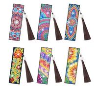 EEEKit 6PCS 5D Diamond Painting Bookmarks, Bookmarks for Women with Tassels, Mandala Book Mark for Bookworms, Students, Mother's Day Gift
