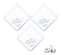 EEEKit 6PCS Wedding Handkerchief, For Your Happy Tears Embroidery Handkerchiefs, Something Blue for Bride on Wedding Day, 28x28cm/11x11in