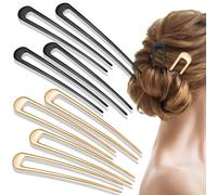 EEEKit 8 x Metal U-shaped French Hair Pins, 4 Black Hair Twist Forks and 4 Gold Chignon Hair Pins for Women Girls Hairstyles Accessories