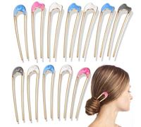 EEEKit French Twist Hair Pins, 12 Pieces U Shaped Hair Pins for Bun Metal Chignon Hair Fork for Updo Women Hairstyles