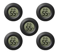 EEEKit Hygrometer Thermometer Digital LCD Monitor Indoor Outdoor Humidity Meter Gauge for Humidifiers Dehumidifiers Greenhouse Basement Babyroom, Black Round, Measure in Fahrenheit/Celsius, 5-Pack