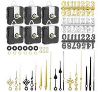 EEEKit Quartz Clock Mechanisms, 6PCS Battery Motor Movement Replacement Parts with 6 Pairs Hands and 6 Sets Numerals for Clock Making (22mm Shaft)