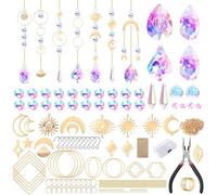 EEEKit Sun Catcher Crystals Kit, 200 PCS DIY Hanging Rainbow Maker Kit with Moon Sun, Sunlight Catcher Set for Garden