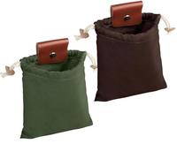 EEEKit Waxed Canvas Foraging Bags: 2 Collapsible Mushroom Foraging Pouches | Drawstring Closure - Leather Bushcraft Belt Pouch for Outdoor Harvesting