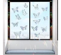 EEEKit Window Stickers, Prism Glass Decals for Sun Catcher, 16PCS Butterfly Static Rainbow Maker Window Cling for Birds Strikes