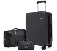 Eeeza Luggage Sets 5 Piece, Suitcases with Wheels,ABS Hard Case Luggage with TSA Lock Spinner Wheels,Carry On Luggage Set, Black, 3 Piece Sets (20/DB/TB)