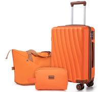 Eeeza Luggage Sets 6 Piece Suitcases with Wheels,ABS Hard Case Suitcases with Spinner Wheels,Durable Travel Luggage(Black, 6 Piece Set(14.7"/20"/24"/28)), Marigold Orange, 3 Piece Sets (20/DB/TB)