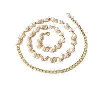 Eegant Leaf Inlaid Pearl Chain Metal Waist Chain Elegant Temperament Body Chain