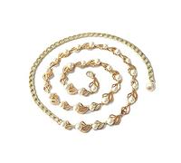 Eegant Leaf Inlaid Pearl Chain Metal Waist Chain Elegant Temperament Body Chain