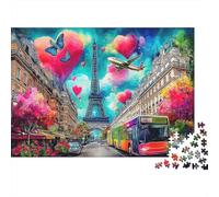 EEiffel Tower Paris Art 1000 Piece Jigsaw Puzzle Bundle for Kids 8-12 Adults Thick Paper Cosmic Cityscap Home Decoration Wall Display New Year Gift Brain Challenge Game 38x26cm/1000pcs