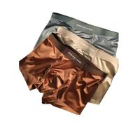 Eeiiey Elegant Silk Men's Ice Silk Underwear Mulberry Men's Boxer Briefs, Luxury Moisture-Wicking Breathable,Breathable Cool Boxer Briefs,Seamless Comfort (Brown+grey+blue, L)