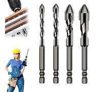 Eeiiey Intentionalk Drill Bits, 4pcs High Hardness Skewed Head Eccentric Drill Bit Set for Wood, Plastic, Metal, Glass