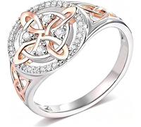 Eeiiey Witches Knot Ring,Handmade Witch’s Return-Knot Protection Ring,Silver Knot Design with Rose-Gold Detail,Protect Your Loved Ones, Vintage Jewelry Gift for Girlfriend (8)