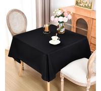 eeivs Square Tablecloth 52 x 52 Inch Washable Polyester Table Cloth Solid Black Wrinkle Resistant Table Cover Daily Use for Dining Home Kitchen Party Wedding