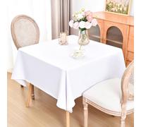 eeivs Square Tablecloth 52 x 52 Inch Washable Polyester Table Cloth Solid White Wrinkle Resistant Table Cover Daily Use for Dining Home Kitchen Party Wedding