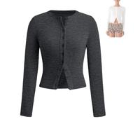 EEJBYTDI Evandal Ribbed Button up Long Sleeve, Women Long Sleeve Ribbed Knit Cardigan (L,dark gray)