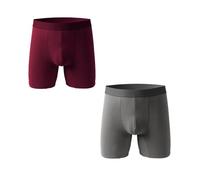 EEJBYTDI Winter Warm Comfortable Sports Long Boxer Briefs for Men，Mens Fleece Lined Thermal Underwear, Thermal Shorts (red + Gray,5XL)
