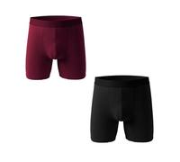 EEJBYTDI Winter Warm Comfortable Sports Long Boxer Briefs for Men，Mens Fleece Lined Thermal Underwear, Thermal Shorts (red + Black,XL)