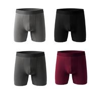 EEJBYTDI Winter Warm Comfortable Sports Long Boxer Briefs for Men，Mens Fleece Lined Thermal Underwear, Thermal Shorts (4 Pieces,M)