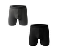 EEJBYTDI Winter Warm Comfortable Sports Long Boxer Briefs for Men，Mens Fleece Lined Thermal Underwear, Thermal Shorts (Gray + Black,M)