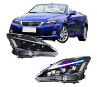 Eejghfwq Car Headlamp Assembly For Lexus IS250 IS250C IS350 For IS350C For IS220d 2006-2013 Front Lamp Head Light W/Dynamic Animation W/Amber Lamps Pair Led Headlights(Clear With RGB)