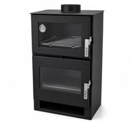 Wood-burning stove with baking compartment Inox Verso F wood stove 9 kW fireplace stove wood multi-occupancy heating stove