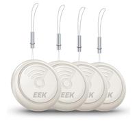 EEK Air Tracker Tags-4 Pack Bluetooth Smart Compatible with Apple Find My (iOS Only), 4 Adjustable Lanyards, Replaceable Battery, IP67 Waterproof for Keys, Bags, Wallets, Pets, Luggage/White