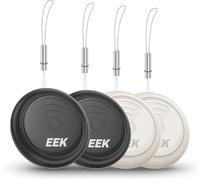 EEK Bluetooth Smart Tracker Compatible with Apple Find My (iOS Only), 4 Adjustable Lanyards, Replaceable CR2032 Battery, IP67 Waterproof for Keys, Bags, Wallets, Pets, Luggage - 4Pack, White&Black
