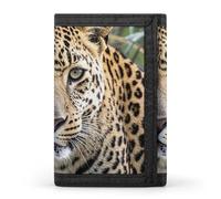 Eekstdbn African Animal Leopard Trifold Wallet, Card Cases And Money Oganizer Thin Stylish Mini Coin Bag with Zipper Coin Pocket Credit for Men And Women