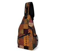 Eekstdbn African Style Patchwork Crossbody Bag Casual Chest Bag for Men And Women Minimalist Chest Shoulder Pack Travel Chest Bag for Daily Use