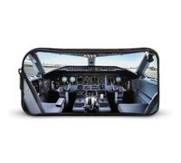 Eekstdbn Airplane Cockpit Pencil Case Office Stationery Organizer Simple Sturdy Zipper Closure Portable Pencil Bag Office Travel Multi-Purpose Bag
