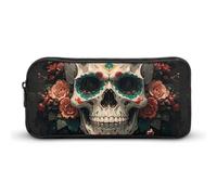 Eekstdbn Amazing Skull And Bones Pencil Case Office Stationery Organizer Simple Sturdy Zipper Closure Portable Pencil Bag Office Travel Multi-Purpose Bag