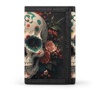 Eekstdbn Amazing Skull And Bones Trifold Wallet, Card Cases And Money Oganizer Thin Stylish Mini Coin Bag with Zipper Coin Pocket Credit for Men And Women