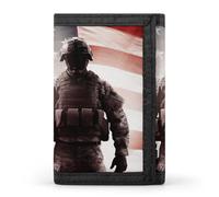 Eekstdbn American Soldier Trifold Wallet, Card Cases And Money Oganizer Thin Stylish Mini Coin Bag with Zipper Coin Pocket Credit for Men And Women