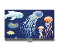 Eekstdbn Aquatic Sea Animal Business Card Case for Women Or Men Snaps Closed Portable Name Holder Credit Card Holder for Business Meeting Use