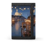 Eekstdbn Beautiful Venice at Night Trifold Wallet, Card Cases And Money Oganizer Thin Stylish Mini Coin Bag with Zipper Coin Pocket Credit for Men And Women
