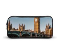 Eekstdbn Big Ben And Houses of Parliament Riverside Pencil Case Office Stationery Organizer Simple Sturdy Zipper Closure Portable Pencil Bag Office Travel Multi-Purpose Bag